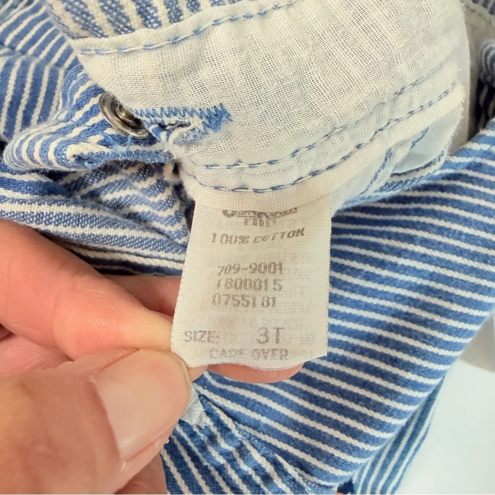 Made in USA OshKosh B'gosh Vest Back Conductor Striped Shortalls.